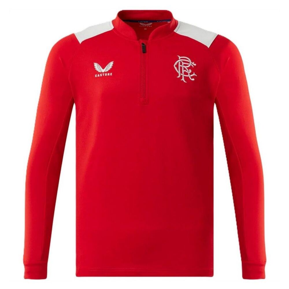 Castore Childrens/Kids Rangers FC Quarter Zip Top / Red